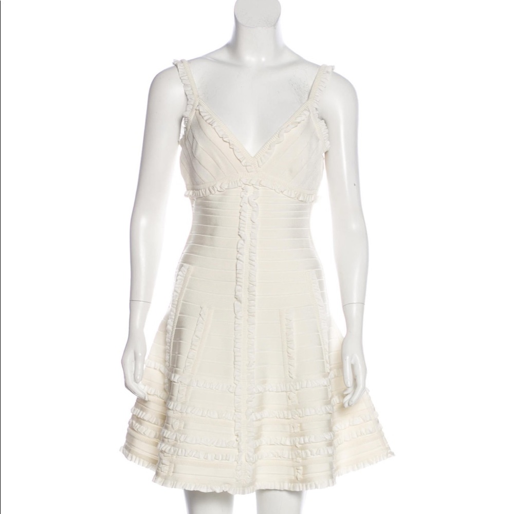 Herve Leger Michaela Tiered Ruffle Dress